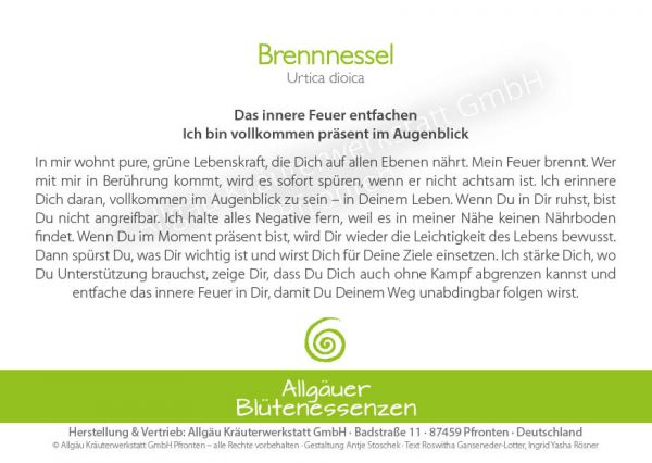 Allgäuer Kräuter Werkstatt Brennnessel Blütenessenz