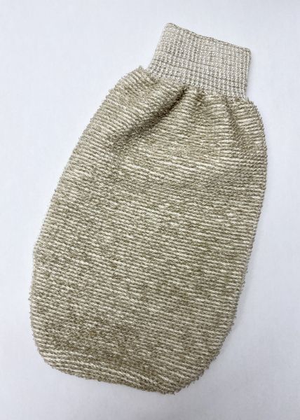 BODY Massage Handschuh 413 PEEL & WASH double effect 2 sides - MEDIUM NATUR